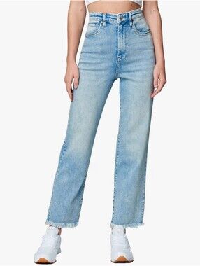 High-Waist Straight Leg Women's Jeans - Light Blue